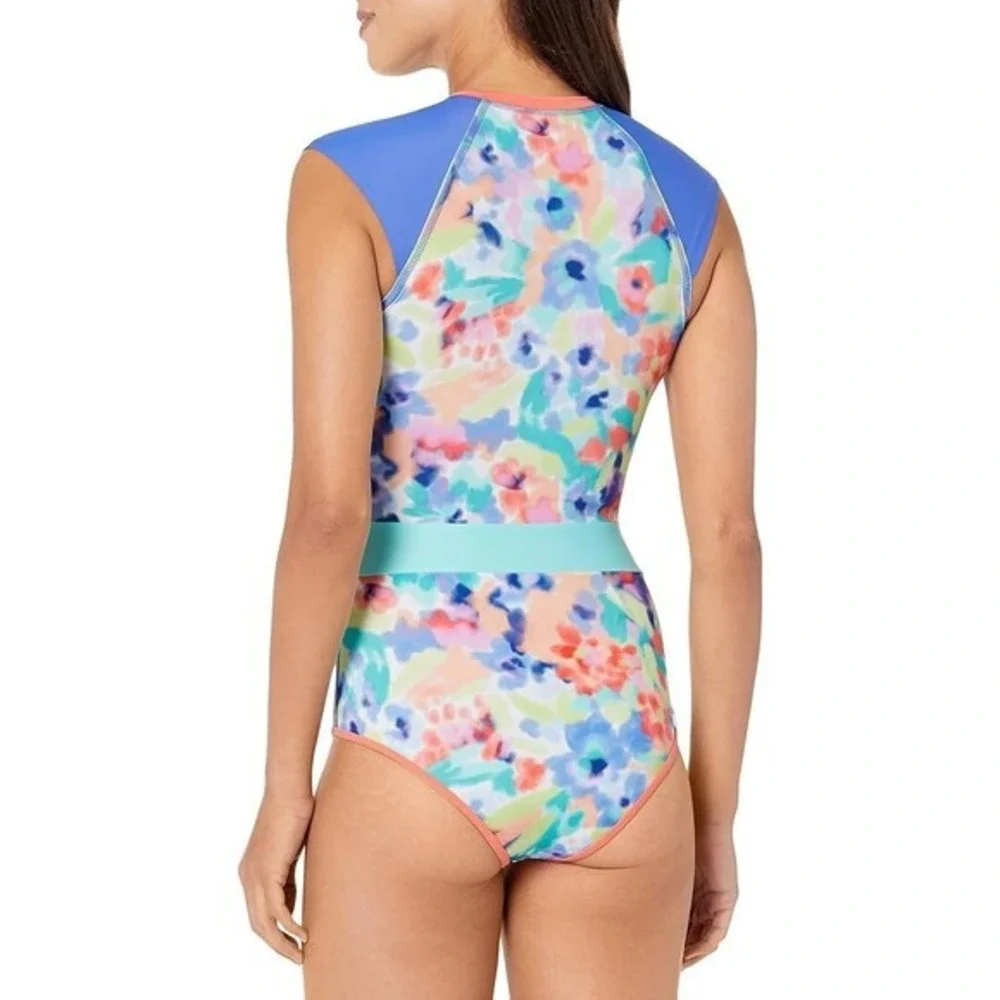 Body Glove Women's Standard Stand Up Zip Front Paddle One Piece Swimsuit, Medium